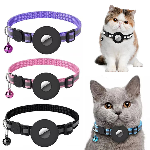 Reflective Pet Collar with Waterproof Airtag Holder for Dogs & Cats