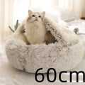 Warm Round Plush Pet Bed House for Dogs & Cats – Soft Winter 2-in-1 Design